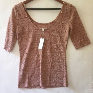 Anthropologie Lace Top Boat neck  size S